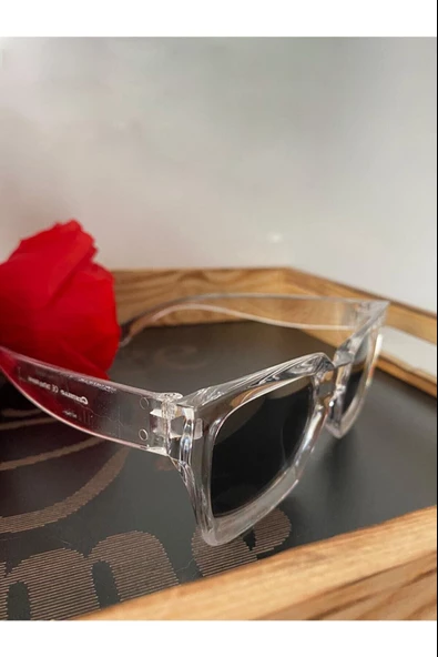 Cat Eye Kristal Şeffaf Kadın Güneş Gözlüğü  Mavi Cam  Şeffaf4 Tek Ebat - Resim 5