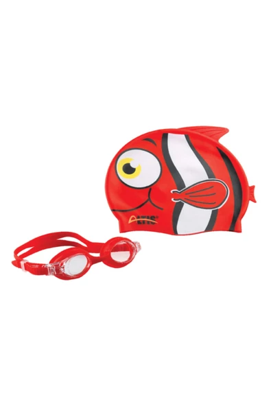 Ne Güzel Bone + Deniz Gözlüğü Çocuklar Için Yüzme Seti Gri 5-9 Yaş - 3