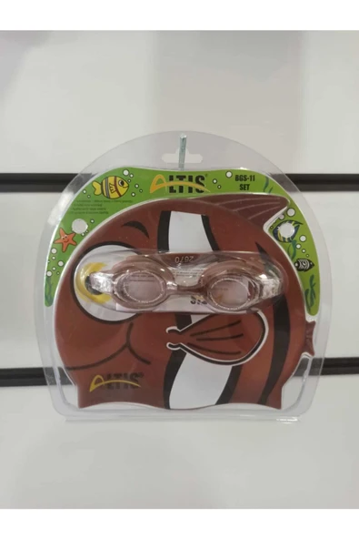 Ne Güzel Bone + Deniz Gözlüğü Çocuklar Için Yüzme Seti Gri 5-9 Yaş - 2