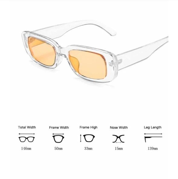 Chunky Frame Vintage Şeffaf Pembe Güneş Gözlüğü Şeffaf Pembe Tek Ebat - 8