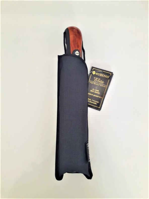 Rubenis Elite Otomatik 10 Telli 3 Kırmalı Siyah Bay Şemsiye M1  Lacivert- Gri - 2