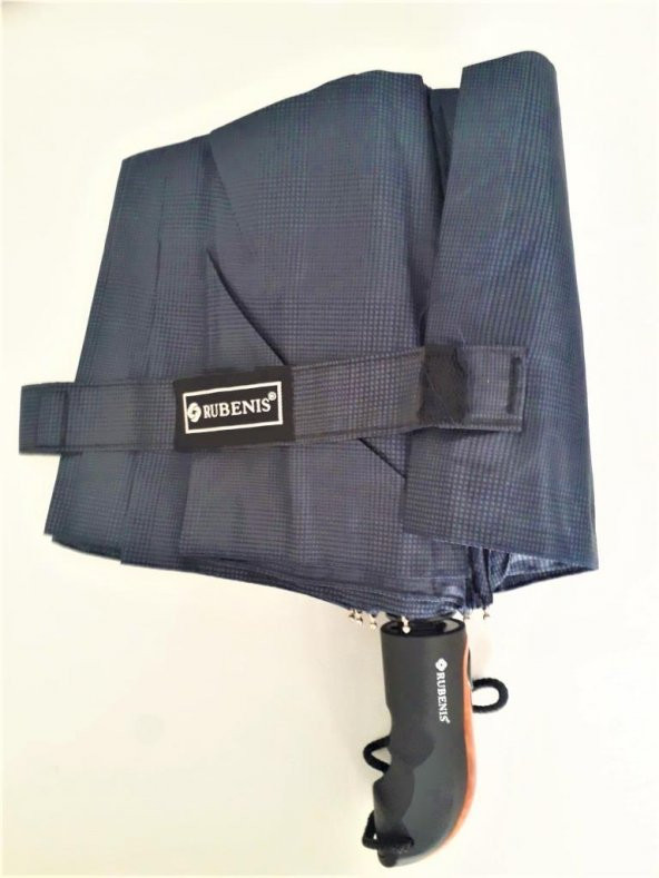 Rubenis Elite Otomatik 10 Telli 3 Kırmalı Siyah Bay Şemsiye M1  Lacivert- Gri - 3