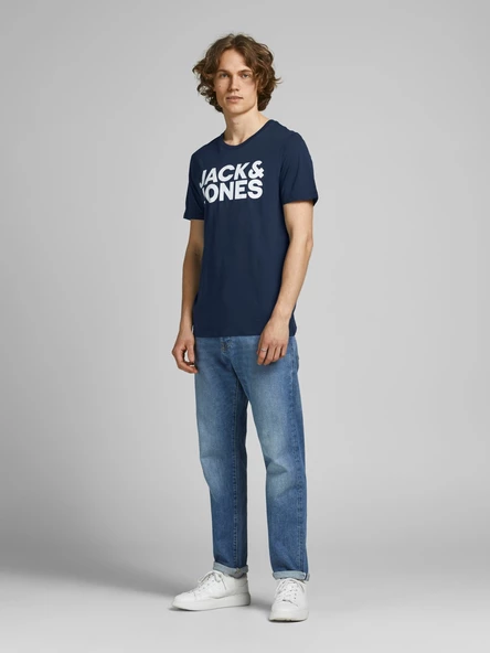 JACK JONES Yazılı Erkek Bisiklet Yaka Tişört 12151955 - 2