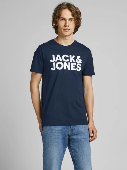 JACK JONES Yazılı Erkek Bisiklet Yaka Tişört 12151955