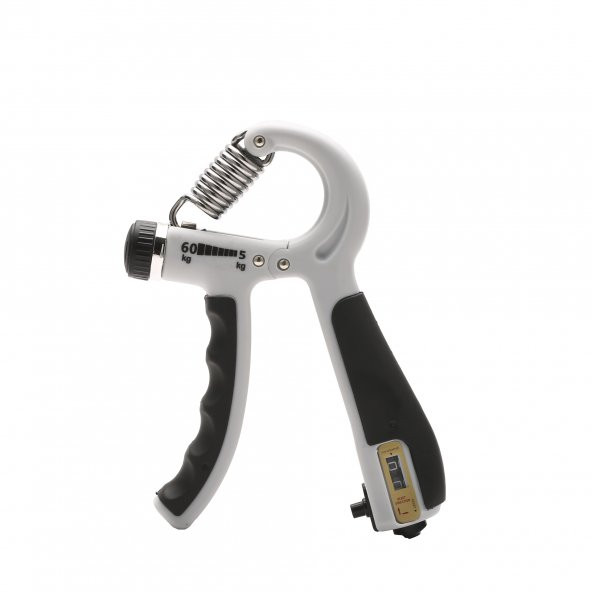 Sertlik Ayarlanabilir 5-60kg Direnç Sayaçlı El Egzersiz Yayı Kırmızı Gri