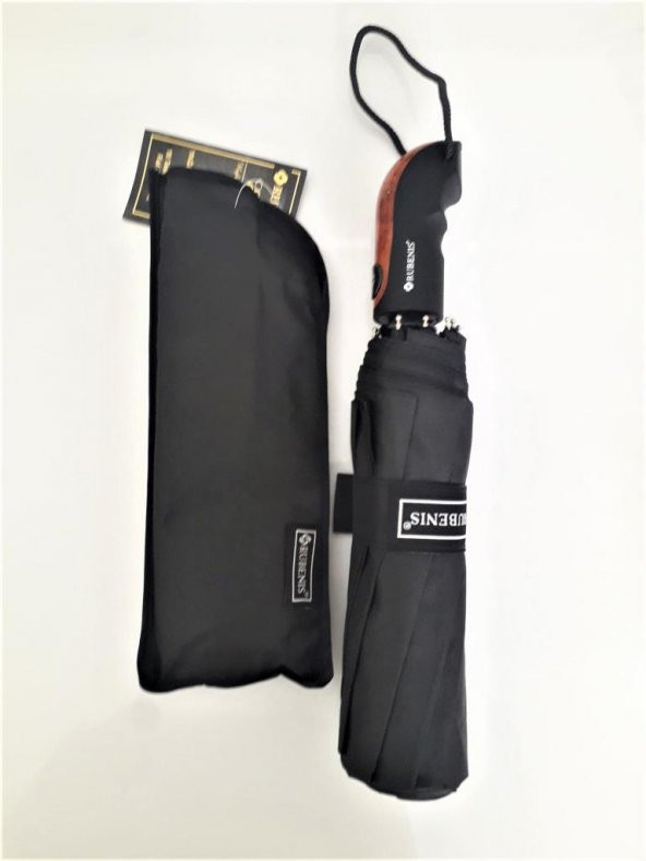 Rubenis Elite Otomatik 10 Telli 3 Kırmalı Siyah Bay Şemsiye M1 Siyah Erkek