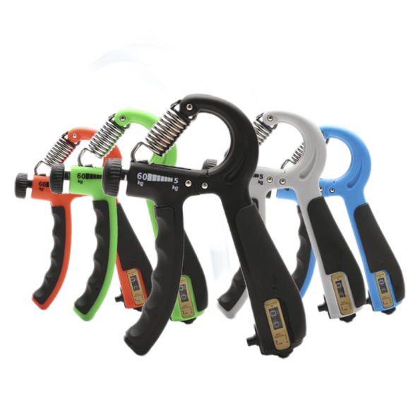 Sertlik Ayarlanabilir 5-60kg Direnç Sayaçlı El Egzersiz Yayı Kırmızı Gri - 2