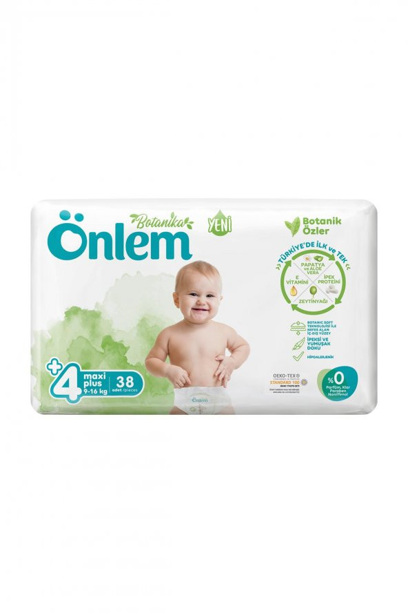 Önlem Botanika 4 Numara Maxi Plus Bebek Bezi Jumbo Paket 38 Adet (9-16 kg)