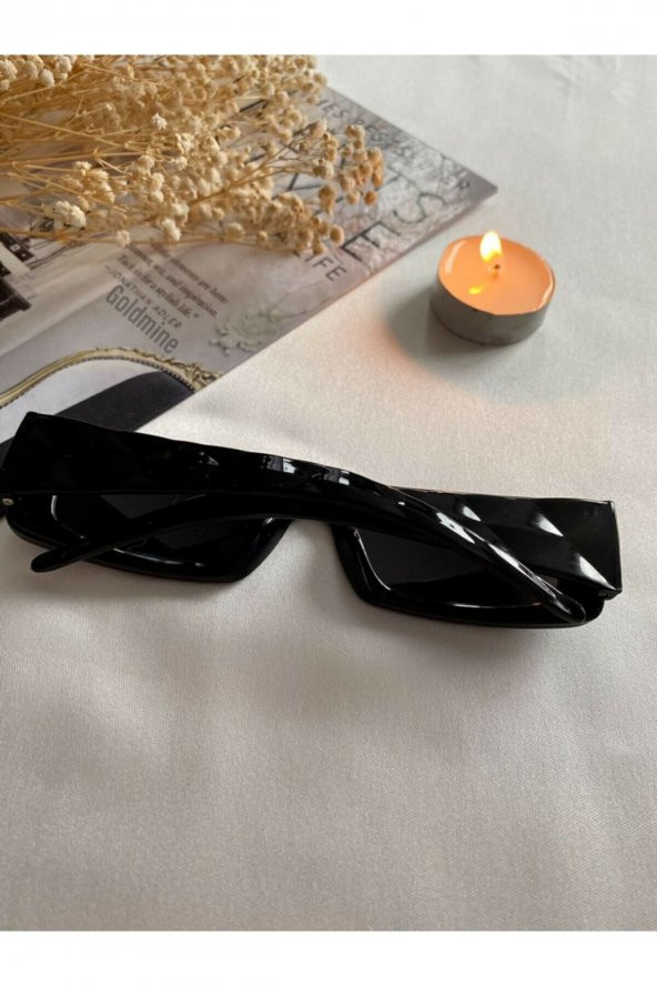 Vintage Model Baklava Desen Detaylı Füme Unisex Güneş Gözlüğü  Siyah Tek Ebat - 4