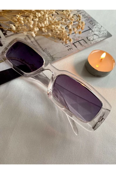 Vintage Model Baklava Desen Detaylı Füme Unisex Güneş Gözlüğü Şeffaf Tek Ebat - 3