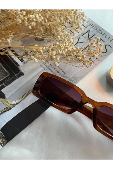 Vintage Model Baklava Desen Detaylı Füme Unisex Güneş Gözlüğü Kahverengi Tek Ebat - 2