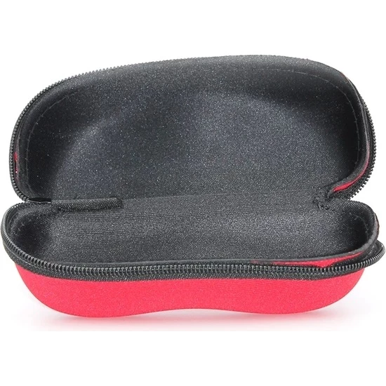 Fermuarlı Gözlük Kılıfı Gözlük Kabı Gri  Kırmızı - 3