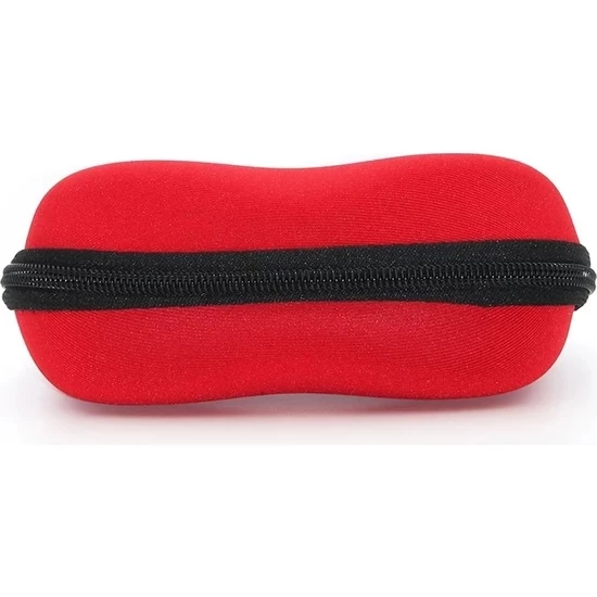 Fermuarlı Gözlük Kılıfı Gözlük Kabı Gri Kırmızı