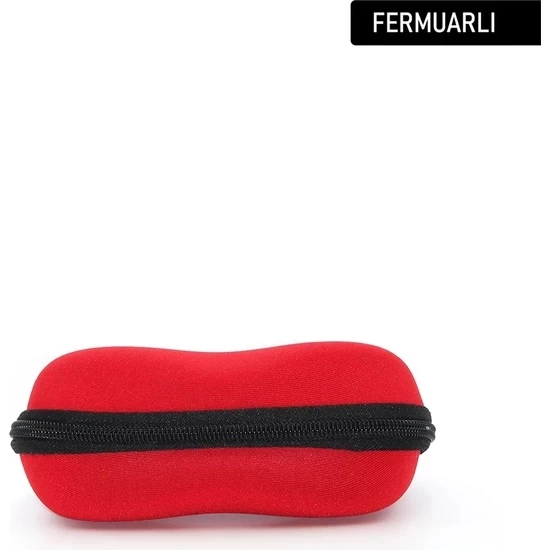 Fermuarlı Gözlük Kılıfı Gözlük Kabı Gri Kırmızı - 5