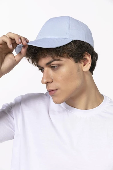 Erkek Düz Renk Şapka  Açık Mavi Tek Ebat - Resim 4