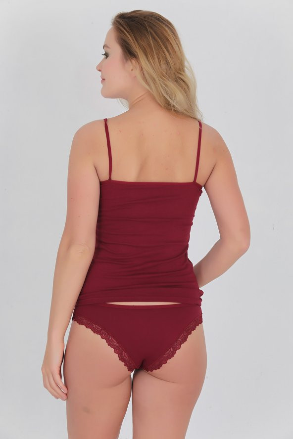 Dantelli Kadın Atlet Külot Takım Bordo ürün görseli