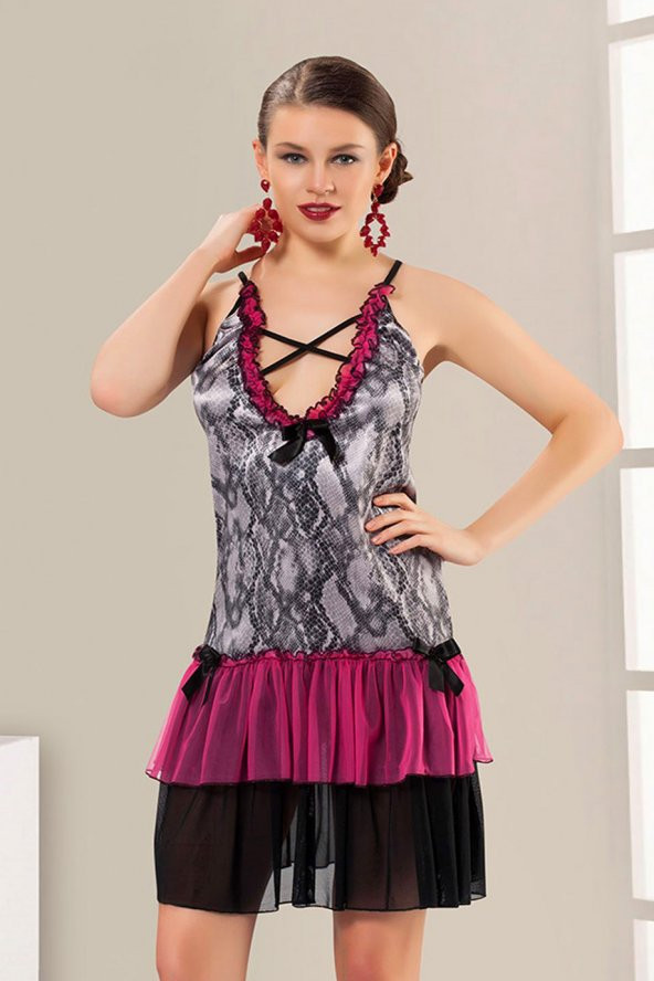 Micro Şifon Çok Renkli  Gecelik - Resim 2