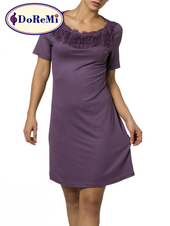 Kısa Kollu Güpürlü Gecelik - Resim 3