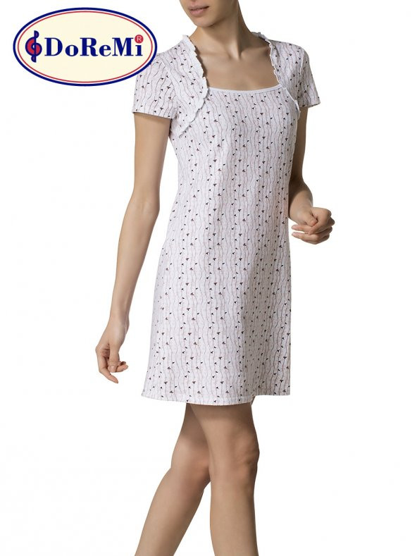 Kısa Kollu Desenli Gecelik - Resim 2