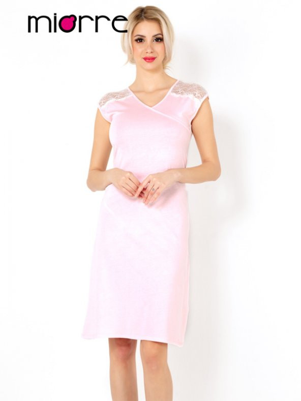 Dantel Omuzlu Penye Gecelik - Resim 3