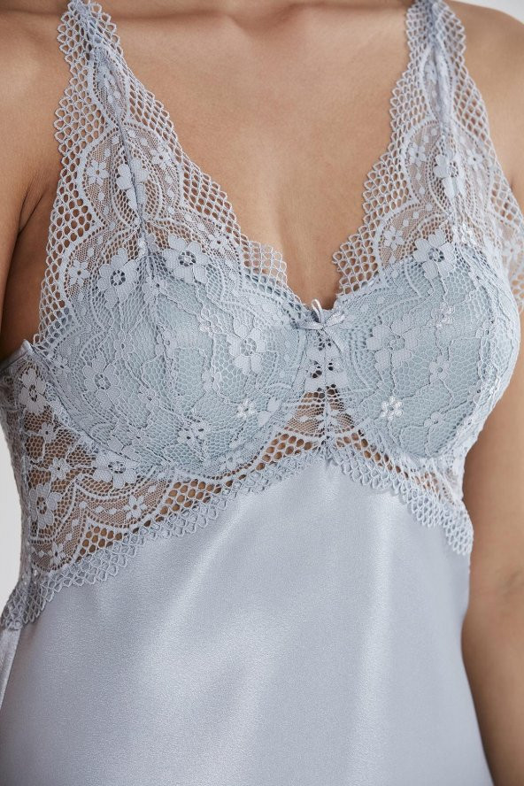 pierre cardin Kadın Saten Dantelli Gecelik - 7