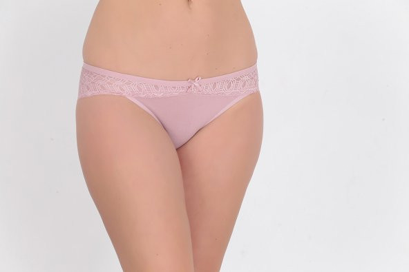 Dantel ve Fiyonk Detaylı Kadın Günlük Külot Gül Kurusu ürün görseli