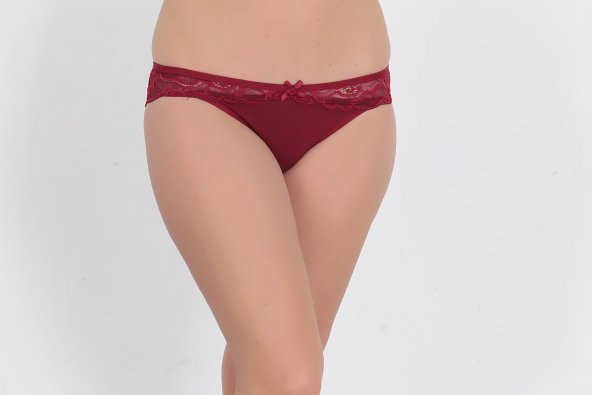 Dantel ve Fiyonk Detaylı Kadın Günlük Külot Bordo ürün görseli