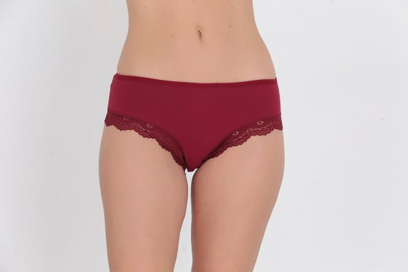 Dantel Detaylı Günlük Kadın Külot Bordo - Resim 2