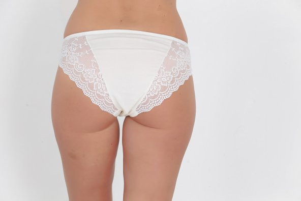 Dantel Detaylı Kadın Günlük Külot Ekru - Resim 3