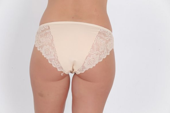 Dantel Detaylı Kadın Günlük Külot Ten - Resim 3