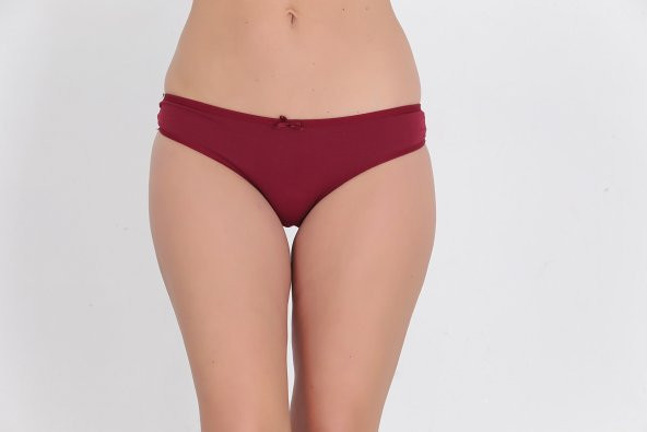 Arkası Dantelli Düşük Bel Slim Külot Bordo - Resim 2