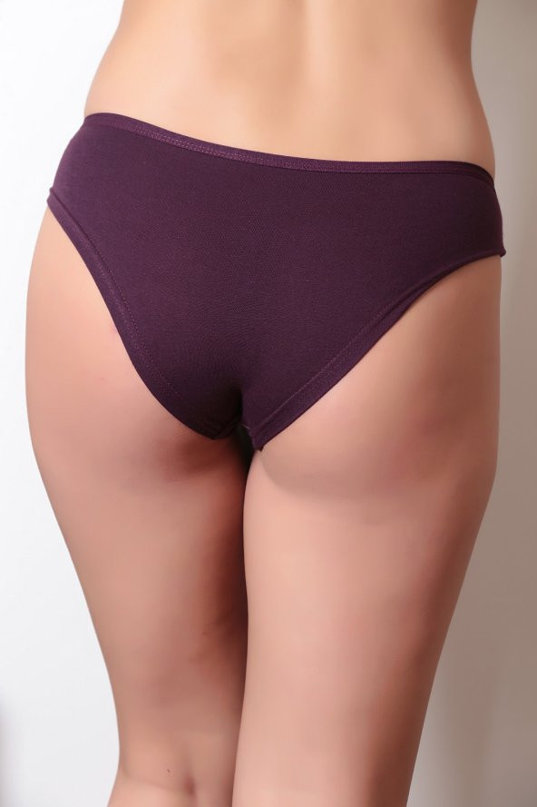 Dantel ve Fiyonk Detaylı Kadın Günlük Külot Mürdüm - Resim 3