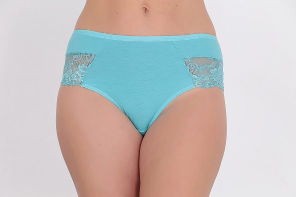Önü ve Arkası Dantel Detaylı Günlük Kadın Külot Turkuaz - Resim 2
