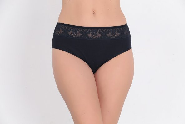 Önü Dantel Detaylı Günlük Kadın Külot Lacivert - Resim 2