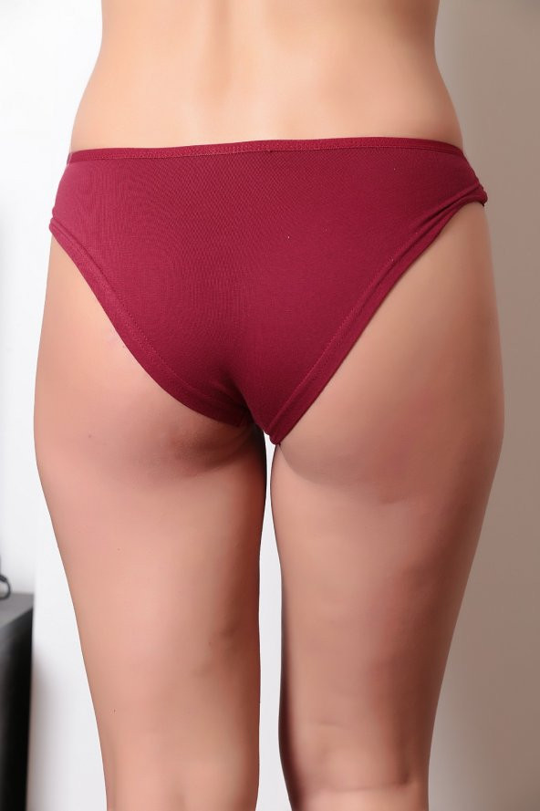 Dantel ve Fiyonk Detaylı Kadın Günlük Külot Bordo - Resim 3