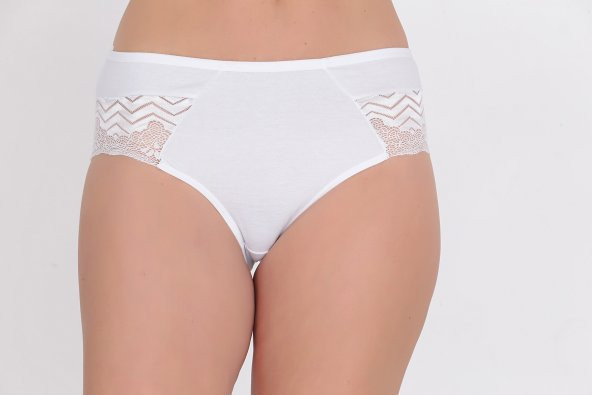 Önü ve Arkası Dantel Detaylı Günlük Kadın Külot Beyaz - Resim 2