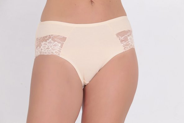 Önü ve Arkası Dantel Detaylı Günlük Kadın Külot Ten - Resim 2