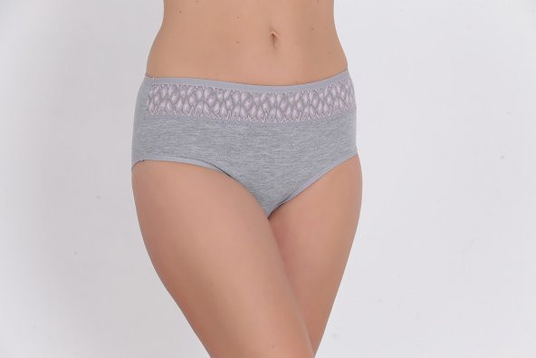 Önü Dantel Detaylı Günlük Kadın Külot Gri ürün görseli