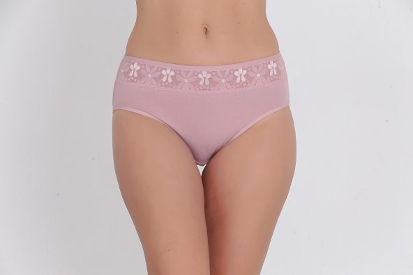 Önü Dantel Detaylı Günlük Kadın Külot Gül Kurusu - Resim 2