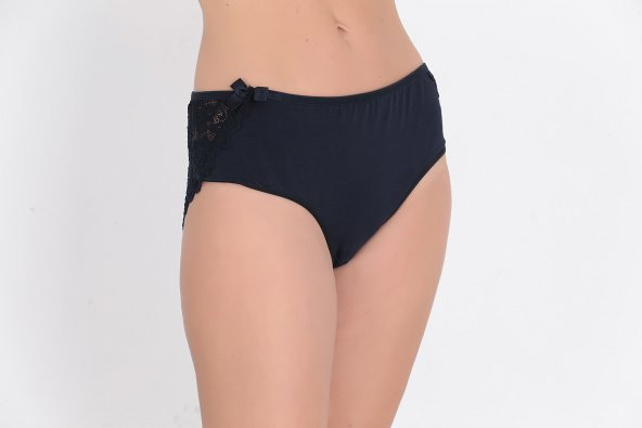 Arkası Dantel ve Fiyonk Detaylı Günlük Kadın Külot Lacivert ürün görseli