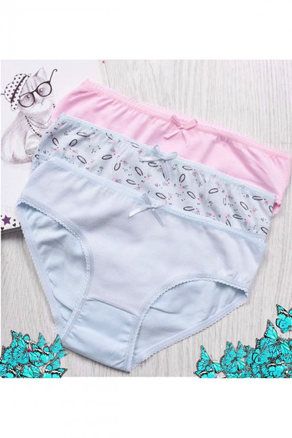 Kız Çocuk Desenli 3Lü Külot ürün görseli