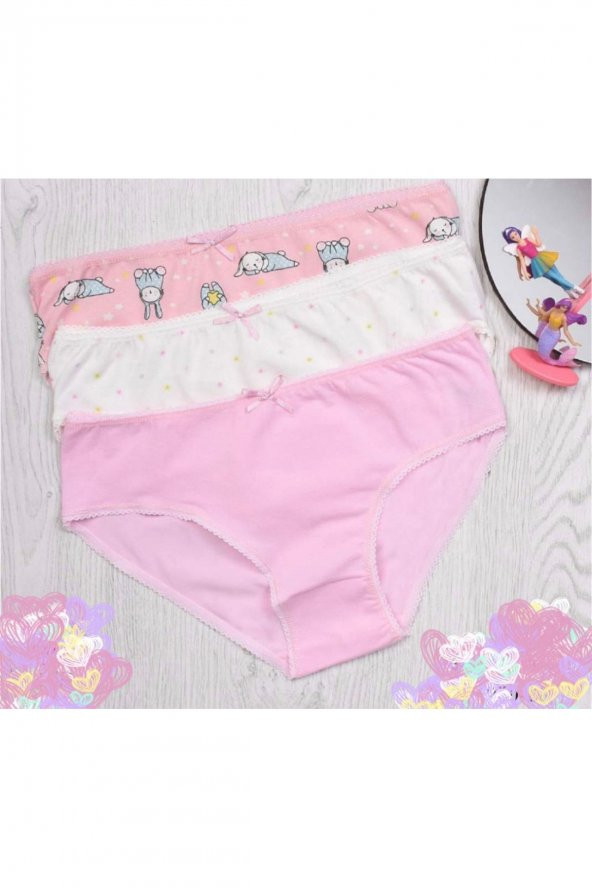Kız Çocuk Desenli 3Lü Külot ürün görseli