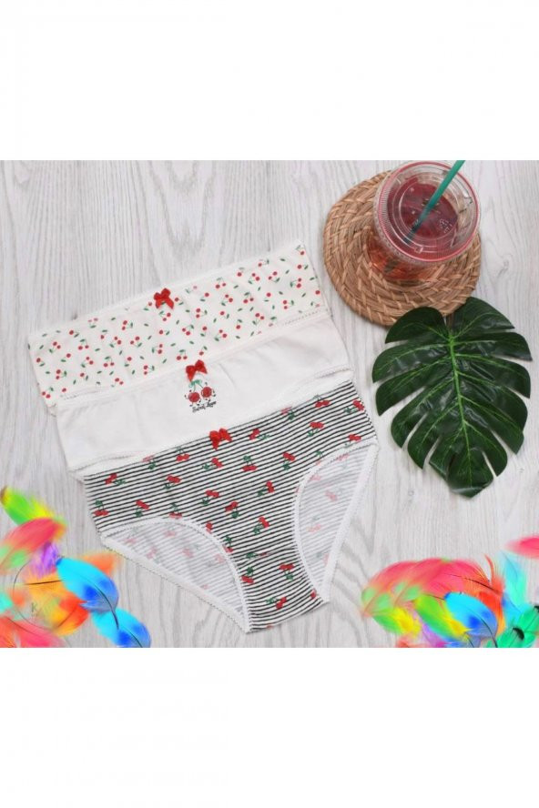 Kız Çocuk Desenli 3Lü Külot - Resim 2