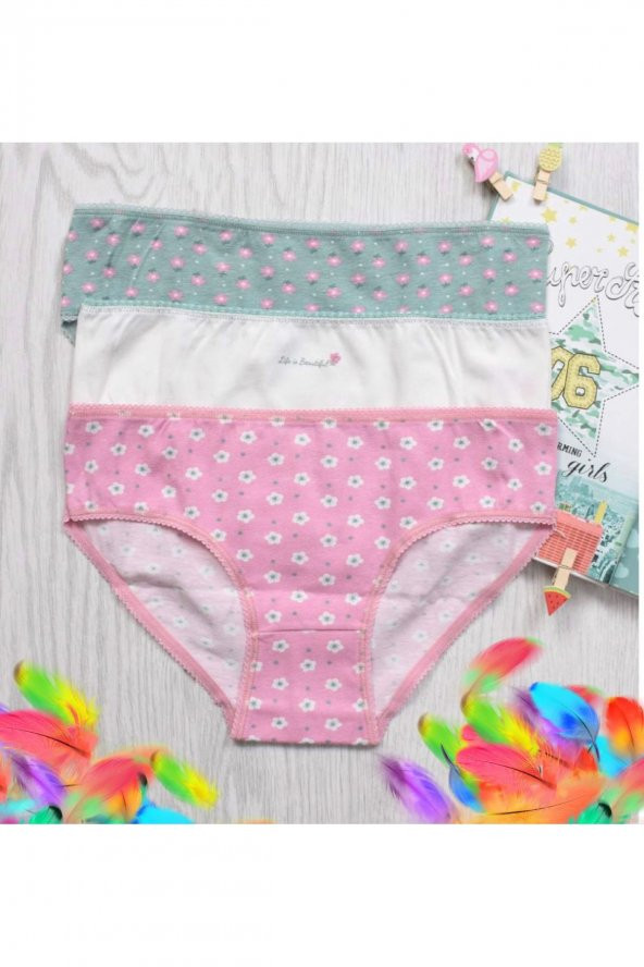 Kız Çocuk Desenli 3Lü Külot ürün görseli