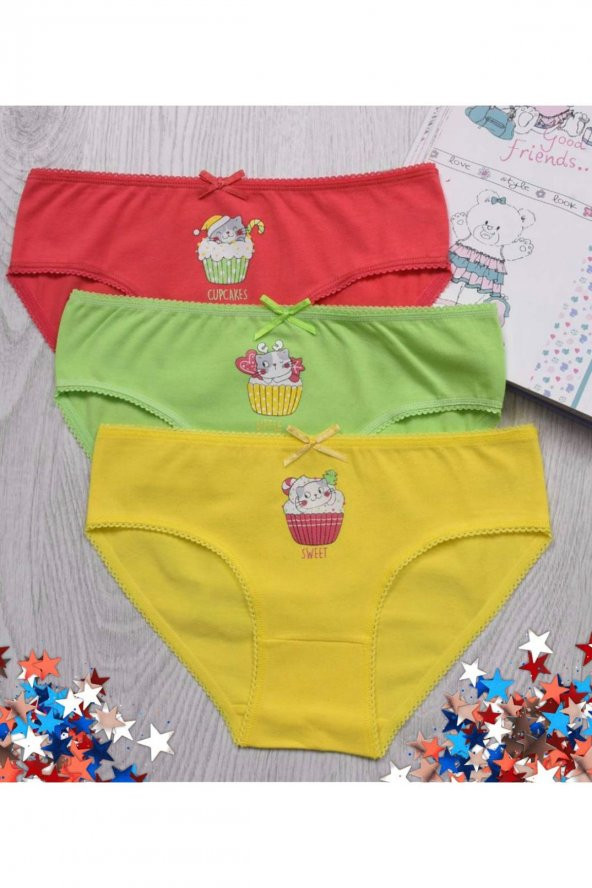 Kız Çocuk Desenli 3Lü Külot ürün görseli