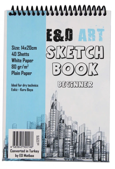 E&D Art Sketch Book Beginner 14x20cm 40yp 80gr Eskiz Çizim Defteri Üstten Spiralli / ed.52976 ürün görseli