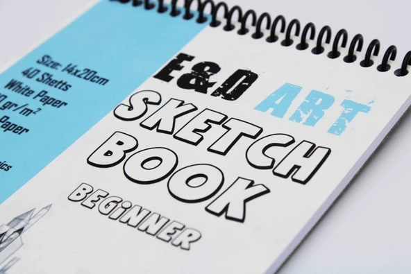 E&D Art Sketch Book Beginner 14x20cm 40yp 80gr Eskiz Çizim Defteri Üstten Spiralli / ed.52976 - Resim 2