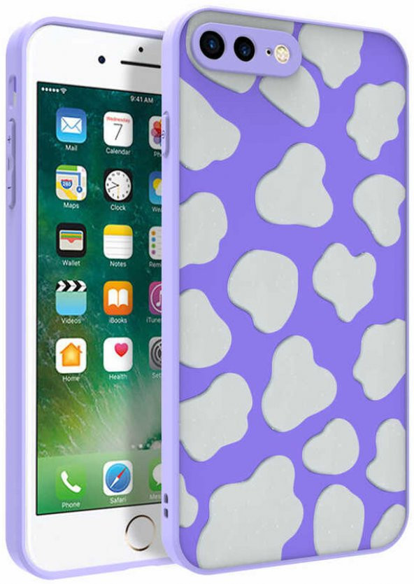 Apple iPhone 8 Plus Kılıf Desenli Kamera Korumalı Parlak Nora Kapak