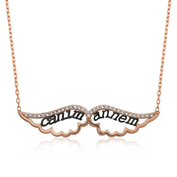 925 Ayar Gümüş Melek Canım Annem Kadın Gümüş Kolye ürün görseli