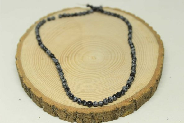 Kar Tanesi Obsidyen Taşı Dizi 4-4.5mm aralığı - Resim 3